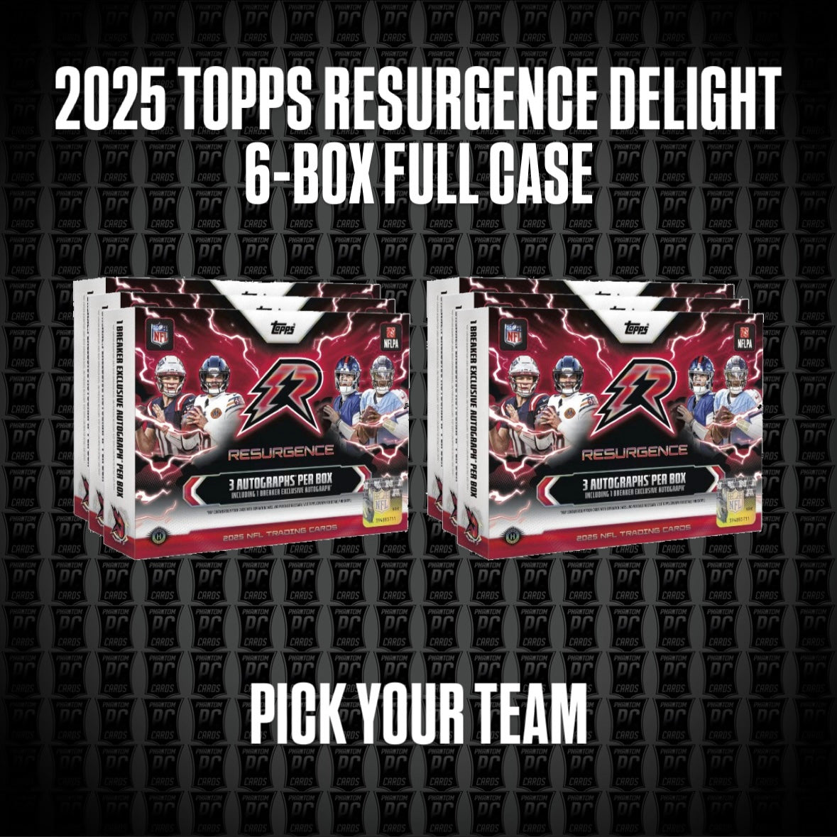 6-Box CASE 2025 Topps Resurgence BREAKER'S DELIGHT Football Break - Pick Your Team (Sunday 8/2/26)